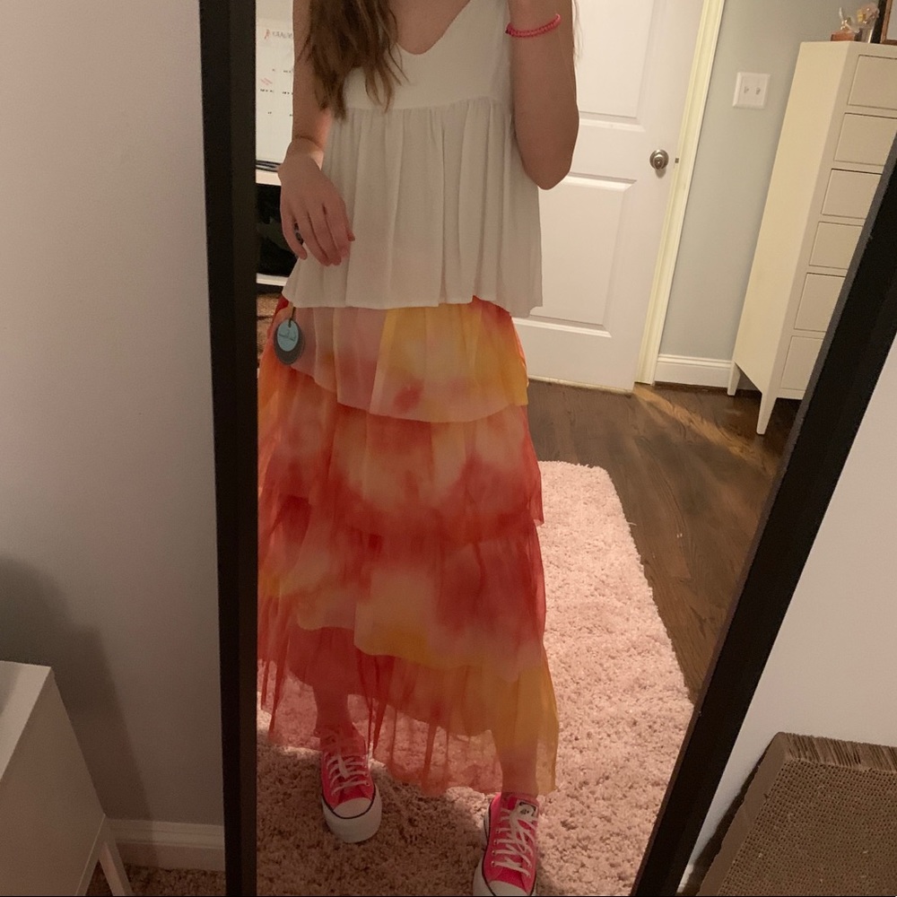 anthropologie ruffled maxi skirt NWT